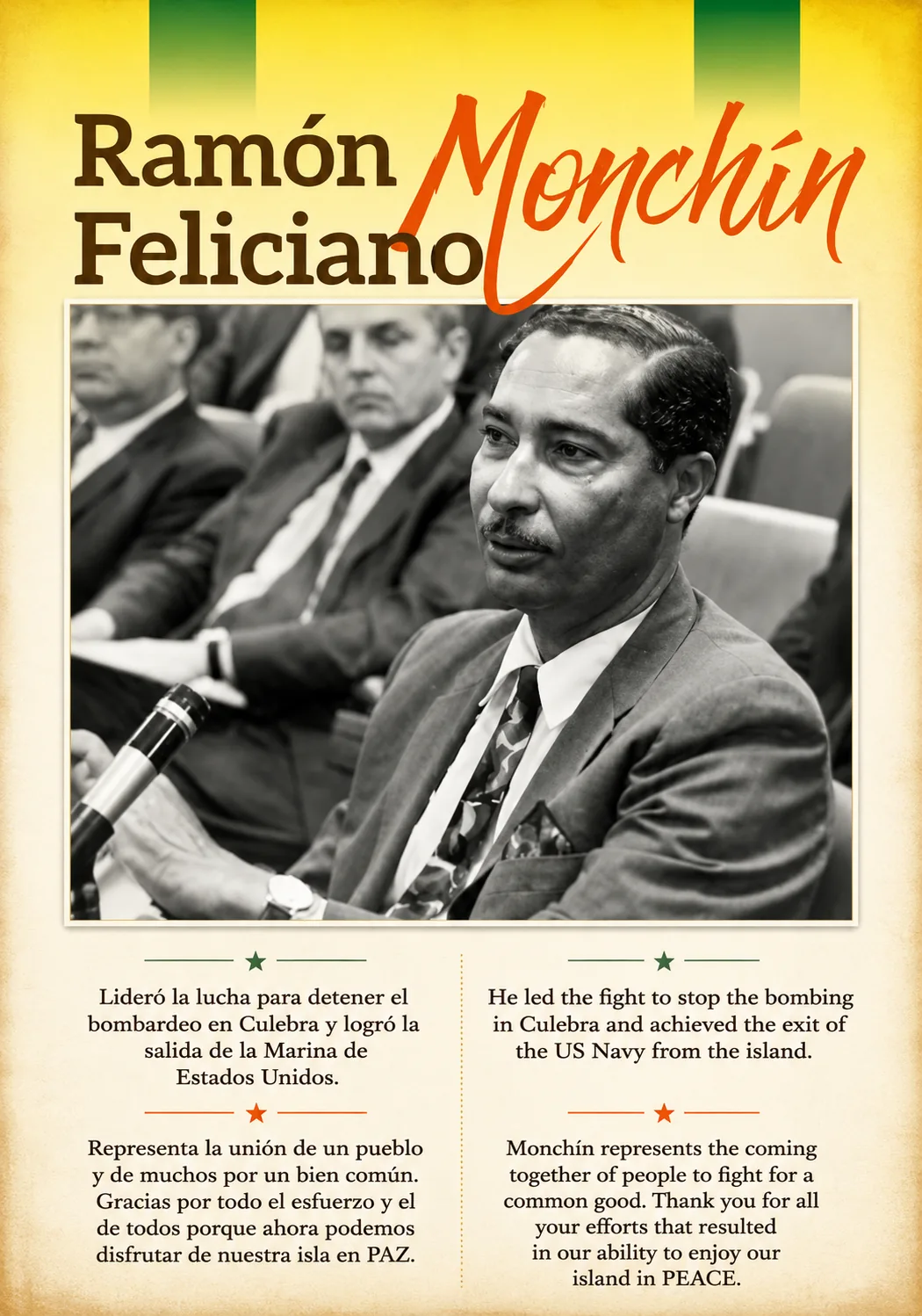 Afiche con el retrato de Ramón “Monchín” Feliciano
